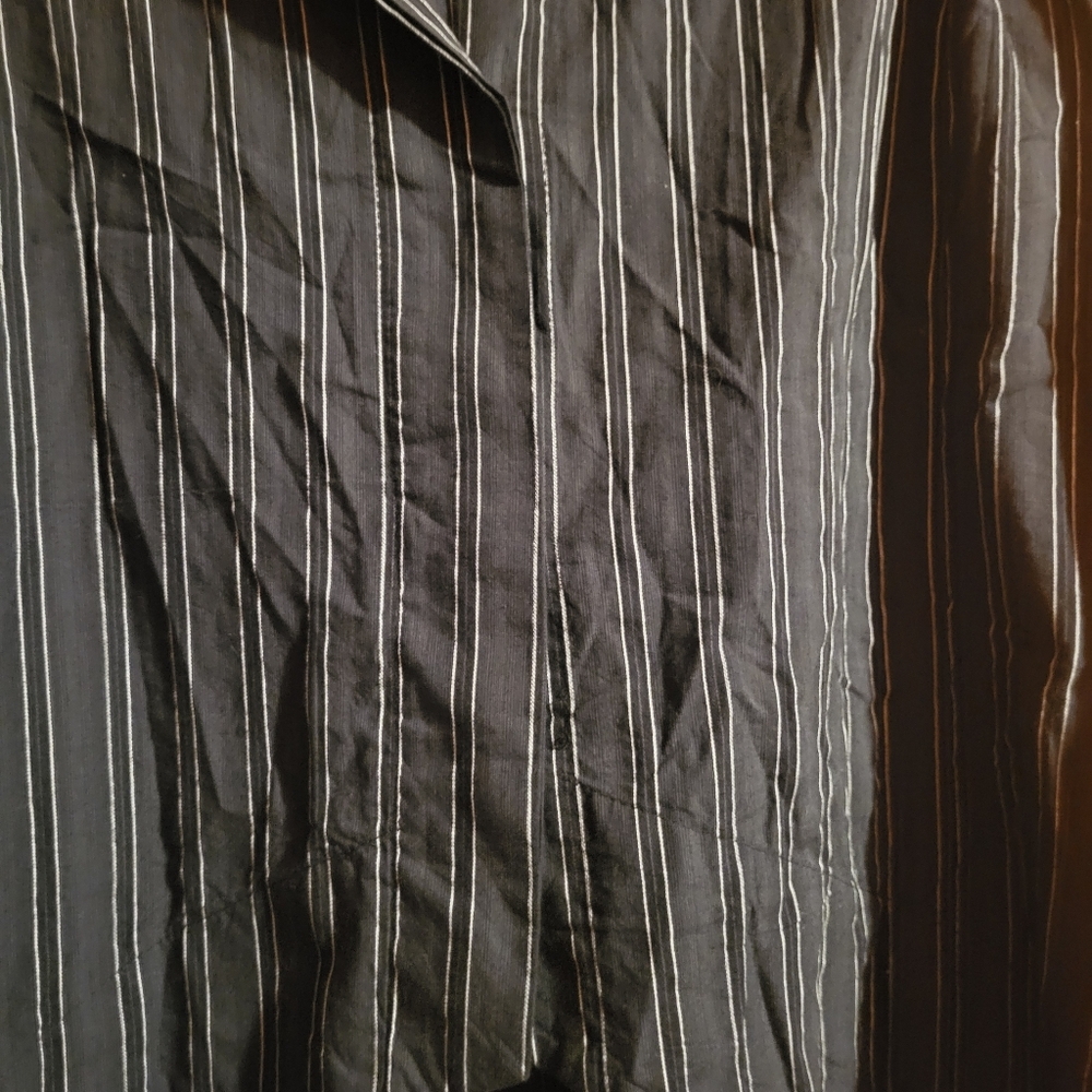 Tulip Black & White Pin Stripe Lagenlook Cotton Collared Shirt Size XLarge NEW - Picture 4 of 8